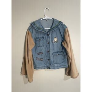 Women’s “Good Morning”‎ Teddy Bear Embroidered Denim Jacket Japanese Size M